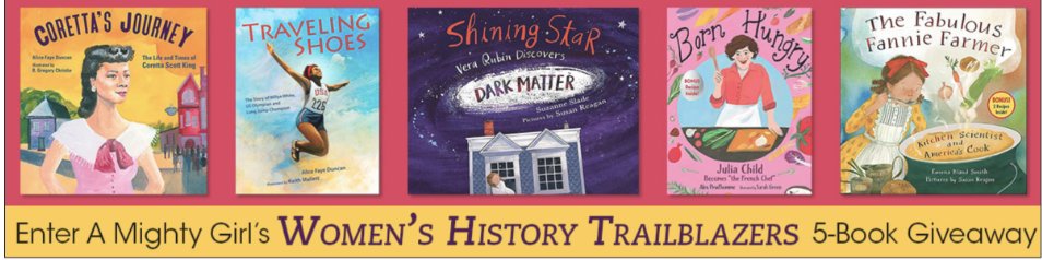 Giveaway! A Mighty Girl and Calkins Creek are gifting 3 people a set of these 5 great books about trailblazing women! (My and Susan Reagan's upcoming title about Fannie Farmer is among them!) #giveaway @astrakidsbooks @amightygirl @SueReaganTweets amightygirl.com/forms/giveaway…