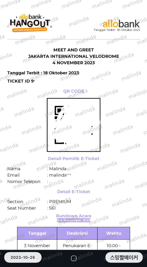 hellomalinda's tweet image. WTS ALLO BANK HANGOUT : UNTUNG BARENG BAEKHYUN

⭐️ Section: PREMIUM
⭐️ Seat Number (SN): 561
⭐️ Price : 2.000.000 include benefit
⭐️ bisa dibantu tuker jadi WB

DM if interested

Tag allobank #allobankhangoutbarengbaekhyun #untungbarengbaekhyun