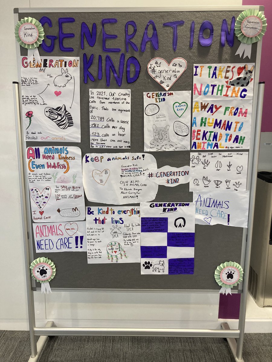SinclairAcadEng's tweet photo. Wholesome way to end the week with My Academy learners @wlsinclair_ac and @wlwinchburgh_ac Pupils have been learning about a project by the @RSPCA_official and @ScottishSPCA #GenerationKind and have decided to create a display promoting the importance of being kind to animals โค๏ธ https://t.co/ko7aZguErg