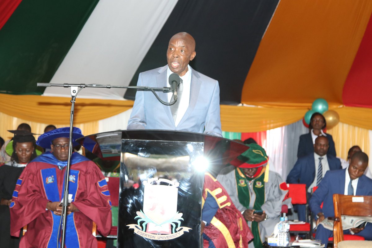 egertonunikenya's tweet photo. I stand before you today as the Cabinet Secretary for Education on this significant occasion of the 47th Graduation Ceremony of Egerton University with great pleasure and a deep sense of pride. CS Machogu #47EgertonGraduation https://t.co/1dMfL0EAWi