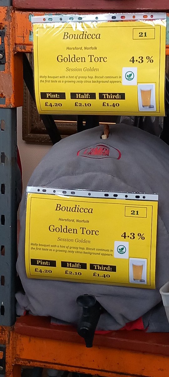 BoudiccaBrewing's tweet photo. It's Friday already @NorwichBeerFest 
#GoldenTorc and #OneForTheWoad are both available currently in #Blackfriars.
Other pics are St Andrew's Hall. https://t.co/6xCN1XwYjh