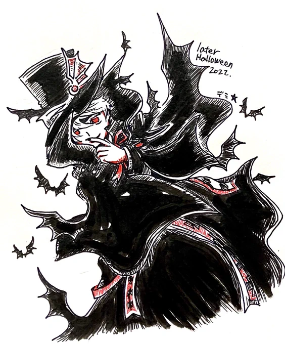 #ハロウィンの作品が見てみたい 昨年の! 今年もヴァンパイア鳥飼い氏描きたいな