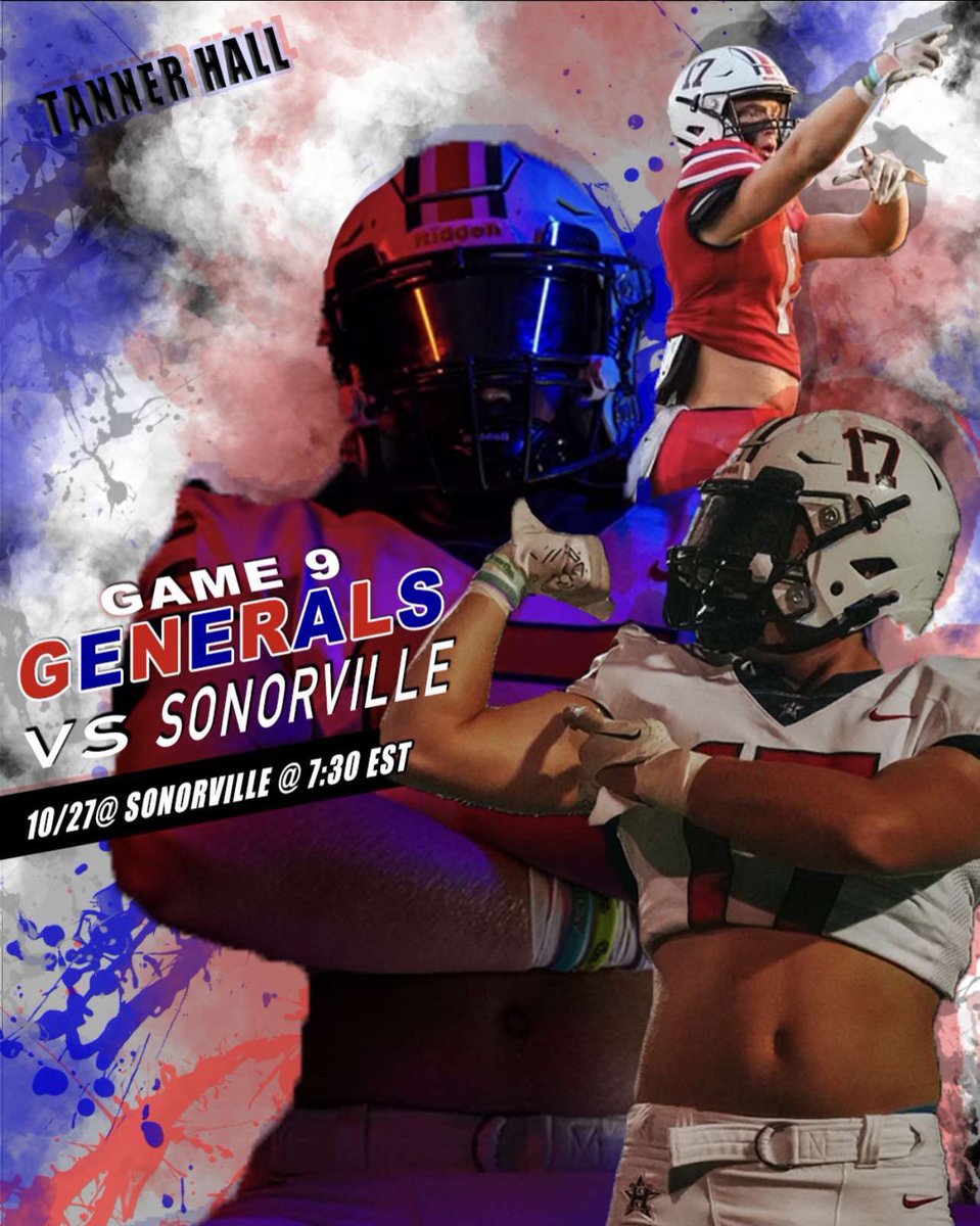 A lot on the line tonight as the Generals head down 75 to play a huge region game against Sonorville. Make the trip and come support these boys.