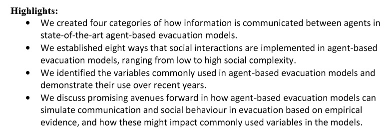 We are very excited to share a new pre-print! You can read the pre-print of our paper 'Agent-based models of social behaviour and communication in evacuations: A systematic review' here: osf.io/dpgv3