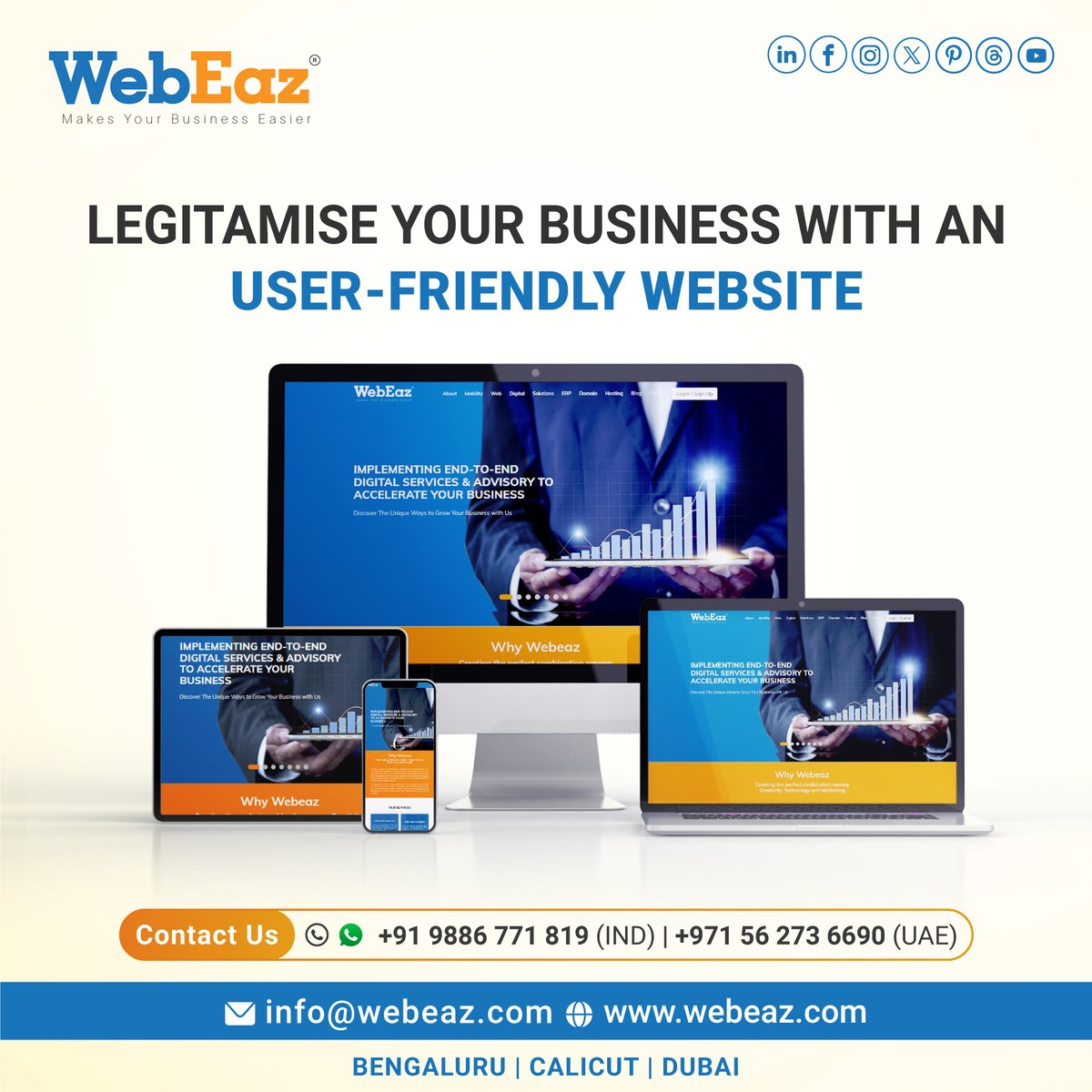 webeaz1's tweet photo. At #Webeaz Technologies, we take pride in transforming your digital dreams into reality. Our mission is to help you legitimize your business by creating user-friendly #websites that leave a lasting impression on your visitors. Contact us.

 #responsivewebsite #responsive https://t.co/R0Kb8IwLfE