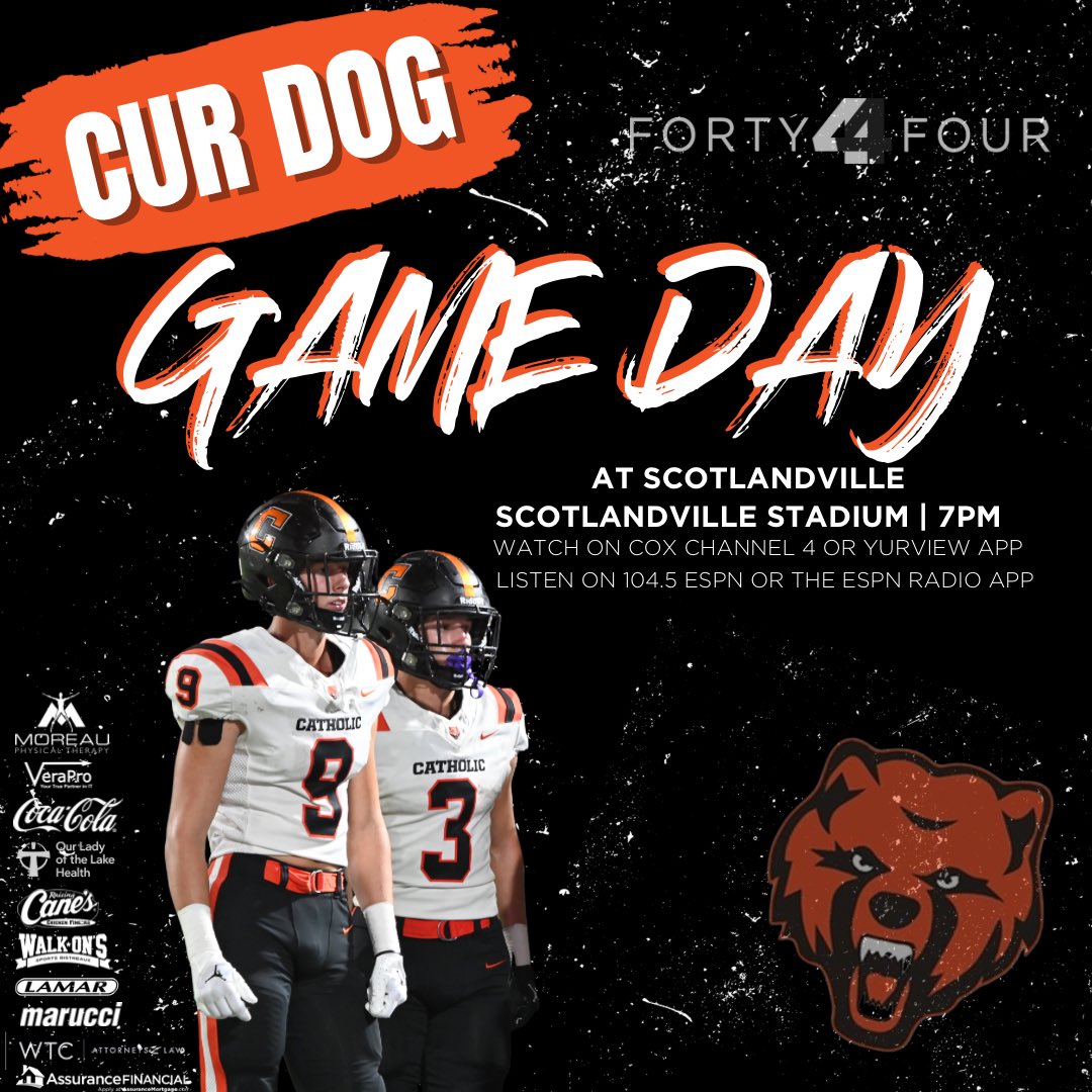 CHS Athletics (@chsbrathletics) on Twitter photo Bear Nation, it’s GAMEDAY! Tonight, <a href="/CurDogFootball/">CHS Football</a> travels to take on Scotlandville at 7 p.m. Fans can listen to <a href="/CHSRadioBear/">CHSRadioBear</a> and the CHS crew on 104.5 ESPN Radio. The game will also be streamed on <a href="/YurViewLA/">YurView Louisiana</a> and Cox Channel 4. Bear Nation, it’s GAMEDAY! Tonight, <a href="/CurDogFootball/">CHS Football</a> travels to take on Scotlandville at 7 p.m. Fans can listen to <a href="/CHSRadioBear/">CHSRadioBear</a> and the CHS crew on 104.5 ESPN Radio. The game will also be streamed on <a href="/YurViewLA/">YurView Louisiana</a> and Cox Channel 4.