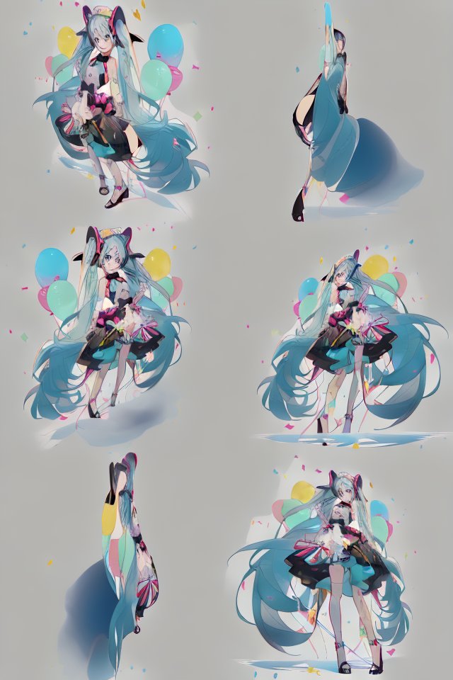 初音ミク ,magical_mirai_miku 「要素ががしゃがしゃ重なってる画像は難しいみたい。1. niji-journey2」|masaのイラスト