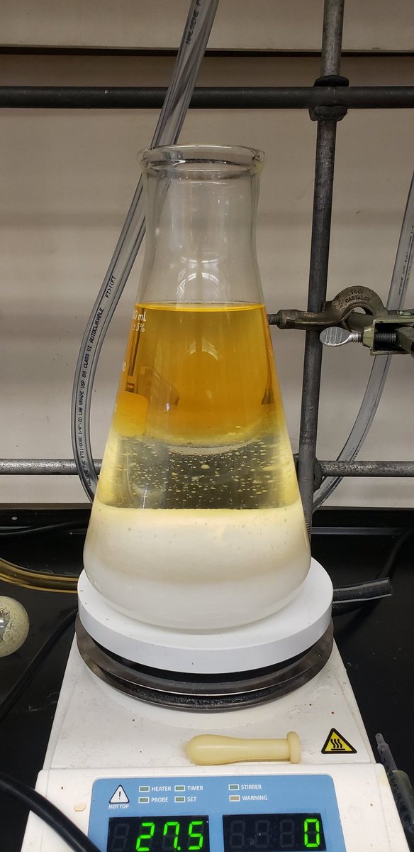 My reaction work-up a few weeks ago looked similar to a candy corn 🎃👻