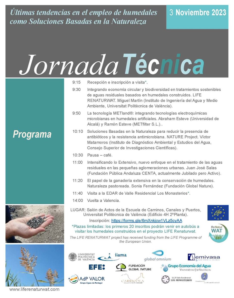 Fundación Global Nature (@fglobalnature) on Twitter photo En esta jornada técnica podrás conocer:
🔷el trabajo de <a href="/LifeRenaturwat/">LifeRenaturwat</a>
🔷últimas tecnologías en el empleo de humedales como SbN
🔷el papel de la ganadería extensiva en la conservación de humedales
¡y mucho más!
Programa completo⤵️ En esta jornada técnica podrás conocer:
🔷el trabajo de <a href="/LifeRenaturwat/">LifeRenaturwat</a>
🔷últimas tecnologías en el empleo de humedales como SbN
🔷el papel de la ganadería extensiva en la conservación de humedales
¡y mucho más!
Programa completo⤵️