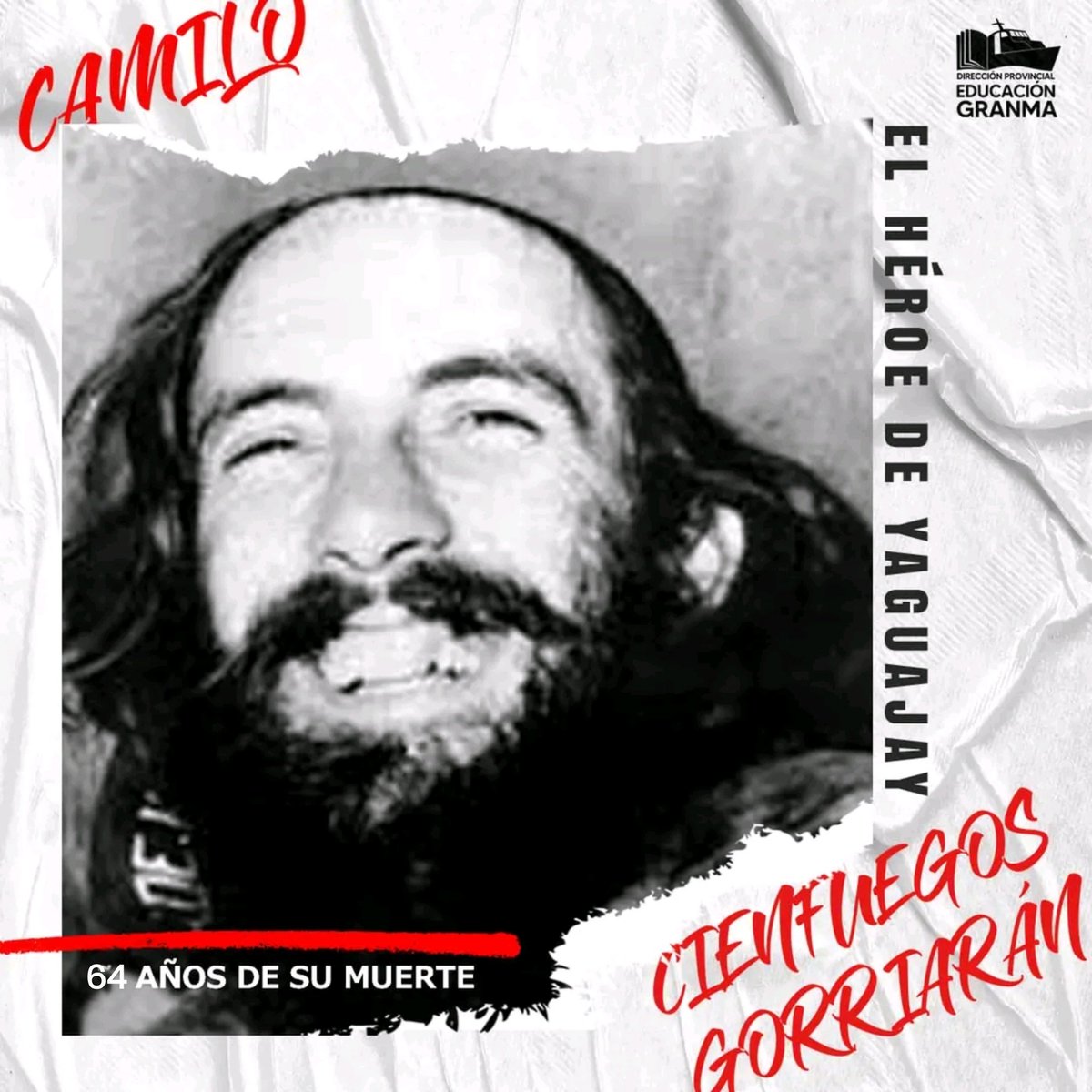 dpegranma's tweet photo. Él vive, con su sonrisa eterna, en el recuerdo de la Patria agradecida. #28DeOctubre  #64Años de la desaparición física del Héroe de Yaguajay, Camilo Cienfuegos Gorriarán. #TenemosMemoria #CamiloVive #CubaMined https://t.co/jcm7VEM57o