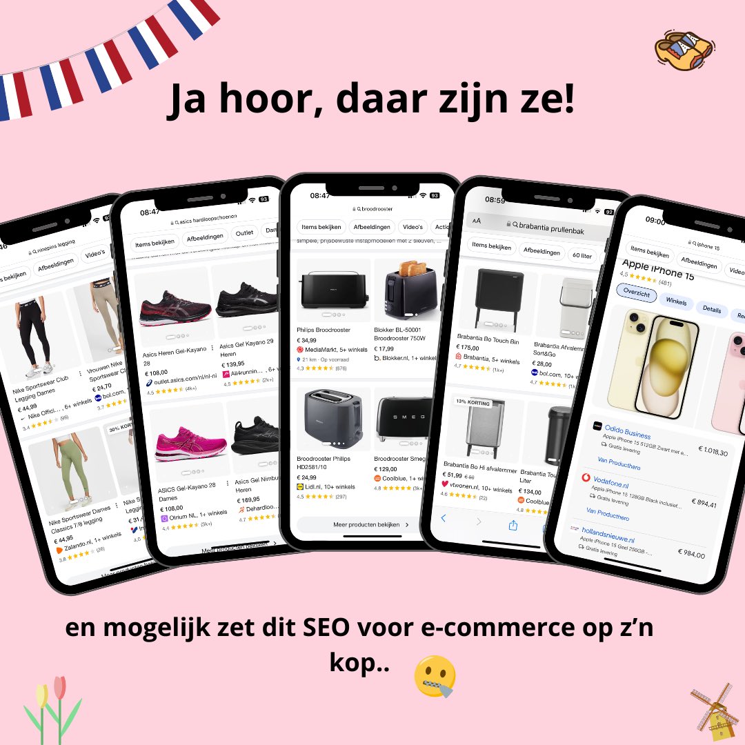 Finally in NL!! Organic shopping product boxen on Google’s first page!!
Prepare for changes in e-commerce SEO!