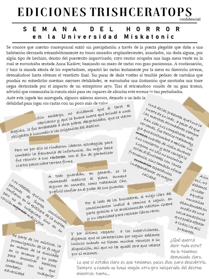 Nuestro corresponsal, conocedor de todo lo que ocurrió a principios de semana en <a href="/FFGames/">FantasyFlightGames</a>, nos hizo llegar las anotaciones que fue recogiendo para solventar... el dilema. 🔮
Aquí las mostramos para todos aquellos que anden perdidos y... sean capaces de descifrarlas.
