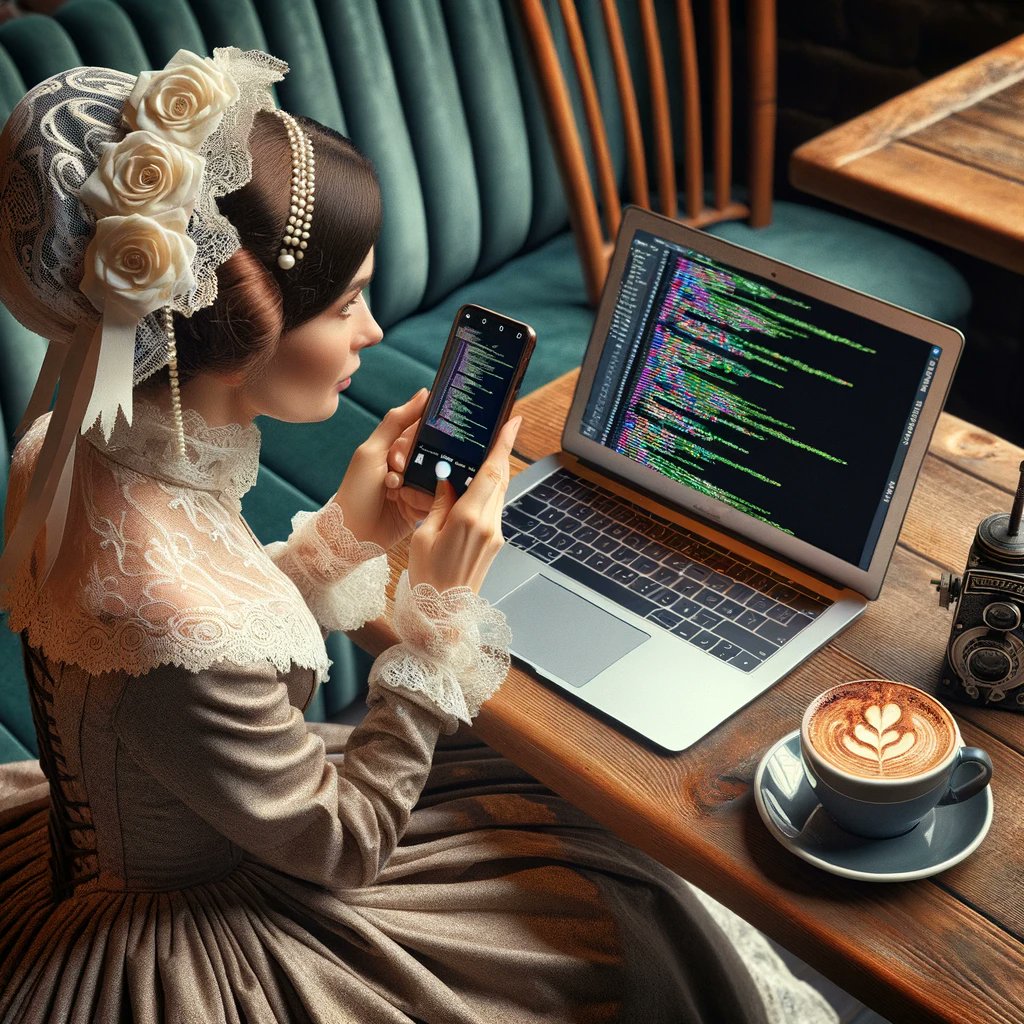 Ada Lovelace is down the coffee shop with her Macbook again!