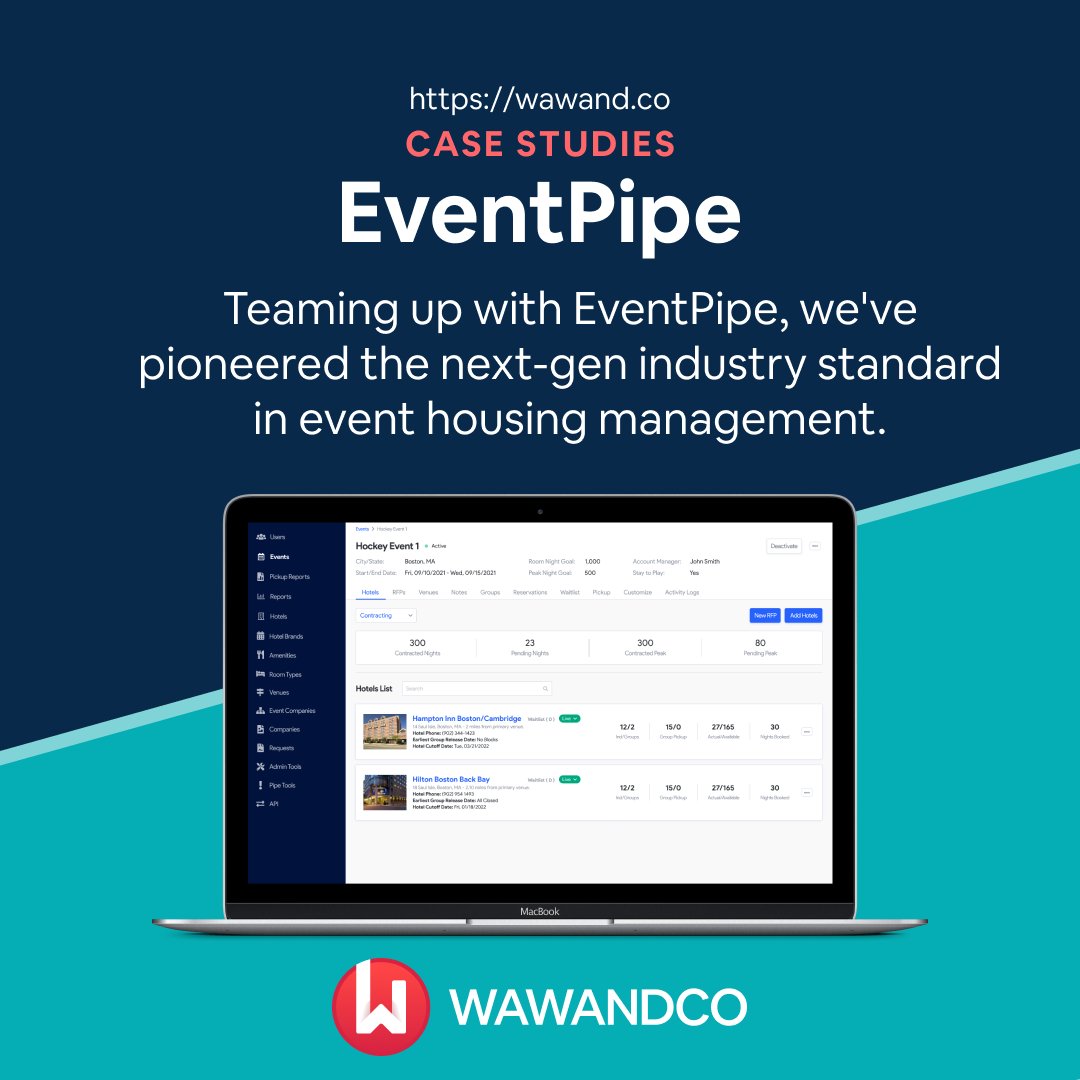 We worked with EventPipe to create a new standard for event housing management. It's a cutting-edge platform that optimizes the event management process and sets a new industry benchmark.
Check this #CaseStudy here ⬇️
hubs.ly/Q022rp1H0 
#Wawandco #HousingManagement