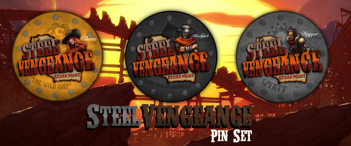 TLAG321's tweet photo. Would you buy a steel vengeance pin set if it was available at cedar point?👀😂 #steelvengeance #cp #fanart #pins #custompins #art #rollercoasters https://t.co/a90Juv0I56
