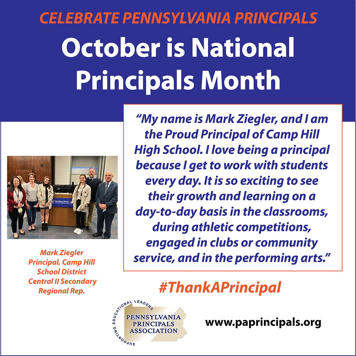 National Principals Month shines a spotlight on the transformative power of our school principals. We’re committed to supporting, uplifting and future-proofing the linchpins of our educational system! #ThankAPrincipal #PAPRINCIPALS @NAESP @NASSP @CampHillHighSc1 @CampHillSD