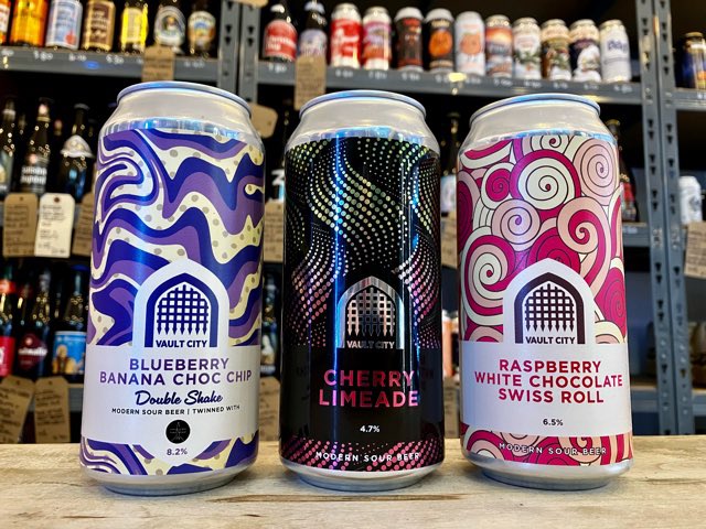 🆕🏴󠁧󠁢󠁳󠁣󠁴󠁿 The latest “yes, but are they really beer” crazy sours from Vault City have arrived… 🍌 Blueberry Banana Choc Chip Double Shake 🍋 Cherry Limeade 🍥 Raspberry White Chocolate Swiss Roll Available for delivery, Click & Collect, or over the counter.