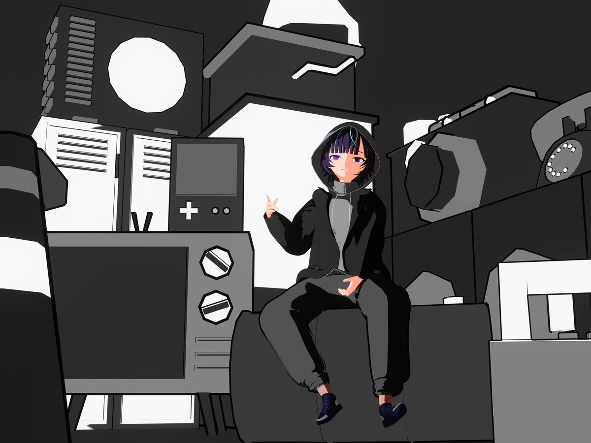 ZEIAN66's tweet photo. レトロなものに今っぽいモノトーンに
仕上げましたー！
またキャラ作りたいと思います！
#blender #b3d #3DCG https://t.co/sFT3tadFXl