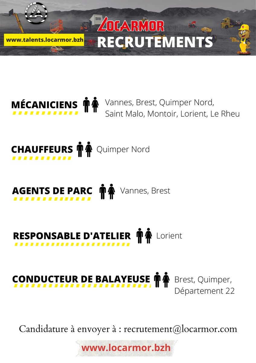 locarmor's tweet photo. Nous recrutons des mécaniciens, des chauffeurs, des agents de parc.
Liste des postes et candidature :
https://t.co/ozfCZKEnEq
#recrutement #CDI #technicien #chauffeur #mecanicien #bretagne #emploi #job #locarmor #bzh #cotesdarmor #morbihan #finistere #illeetvilaine #breizh https://t.co/xGpVMKYvgM