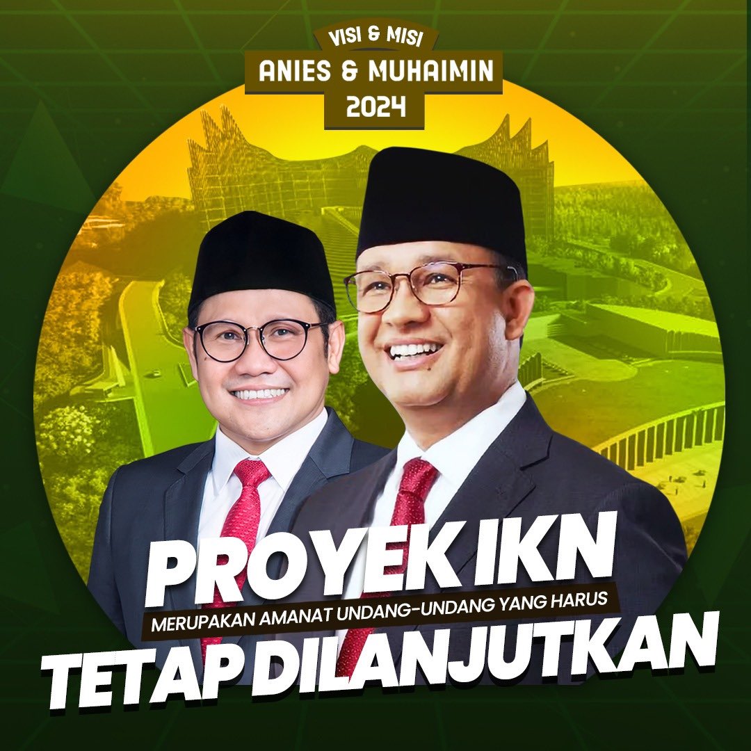 voiceofpkb's tweet photo. Proyek IKN ini adalah amanat undang-undang, pasti kita lanjutkan demi kesejahteraan kita semua! 💪🇮🇩. 

Dengan perpindahan ini, kita bisa menyaksikan pertumbuhan ekonomi, distribusi pembangunan yang merata, dan kesempatan baru bagi semua warga negara.

#AMINTegakLurusKeRakyat #AniesMuhaimin2024