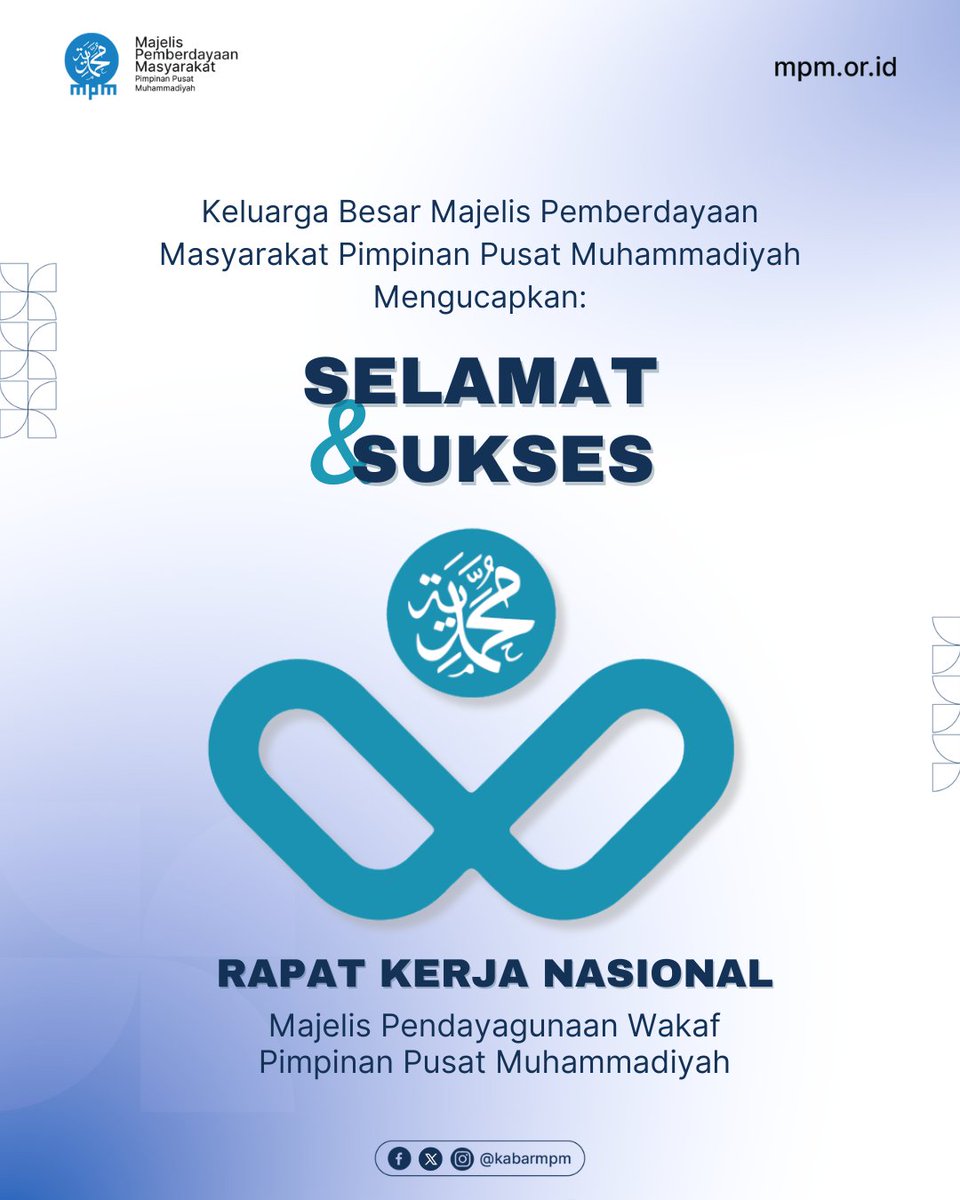 kabarmpm's tweet photo. Majelis Pemberdayaan Masyarakat Pimpinan Pusat Muhammadiyah Mengucapkan Selamat dan Sukses Rapat Kerja Nasional (RAKERNAS) Majelis Pendayagunaan Wakaf Pimpinan Pusat Muhammadiyah.

Jakarta, 28 - 29 Oktober 2023

#KabarMPM #Muhamammadiyah #Wakafmu #RAKERNAS #PemberdayaanMasyarakat https://t.co/0Y7UVe3dBC