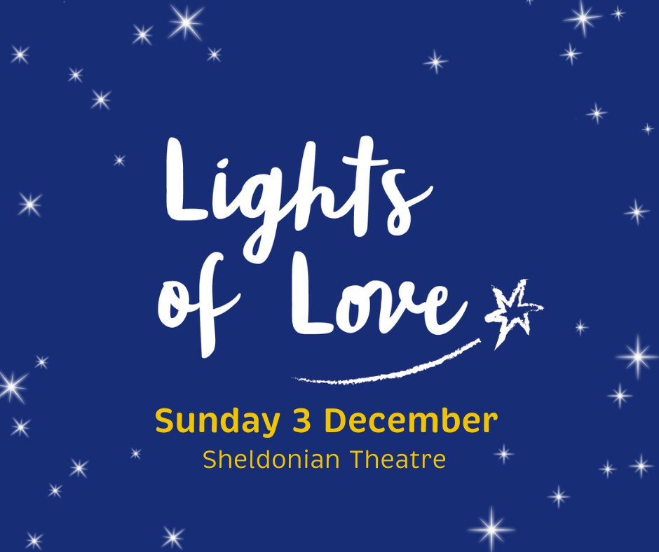 sobellhouse's tweet photo. We warmly invite you to attend our annual Lights of Love event on the 3 December at the beautiful Sheldonian Theatre in Oxford. The service will include moments of reflection, and a display of loved one’s names  ✨ 🕯️

RSVP today 👉 https://t.co/IL4Bew6TMX https://t.co/w5YzKmFIoZ