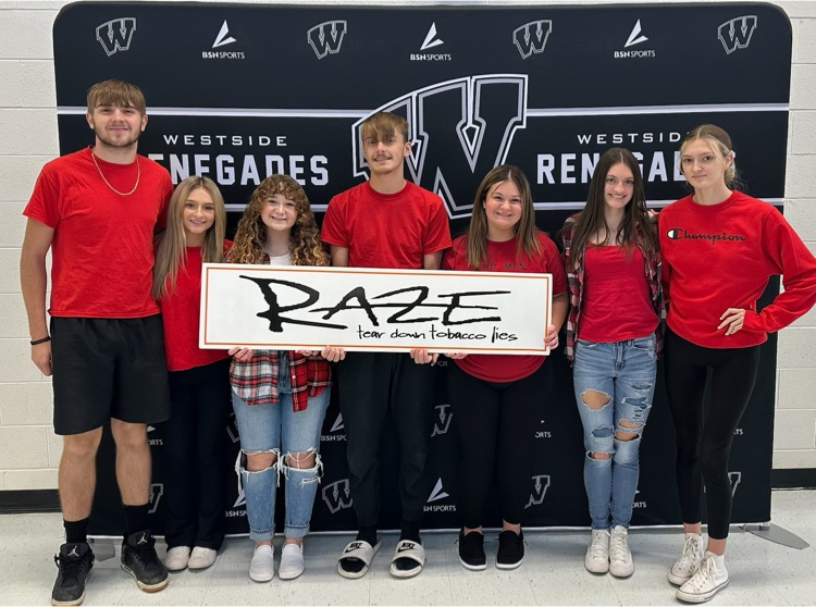 SchoolsWyoming's tweet photo. In honor of Red Ribbon Week, Westside RAZE Crew members wear Red to show their support of being drug free. ❤️ #WestsideRaze #SayNoToDrugs #RenegadePride #RazeWV https://t.co/VAgHSEW4qW