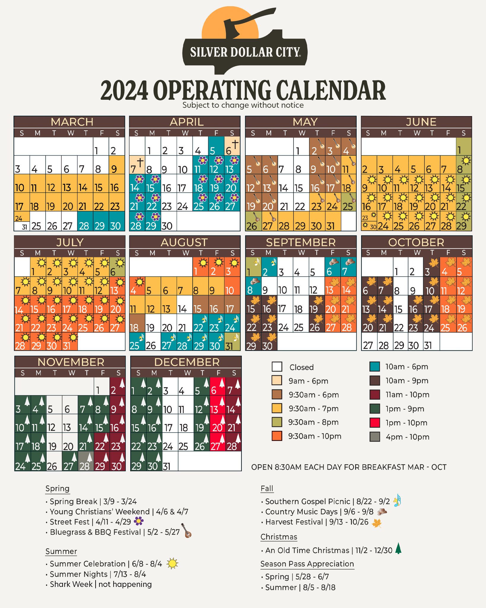 Silver Dollar City Operating Schedule 2024 Maia Sophia