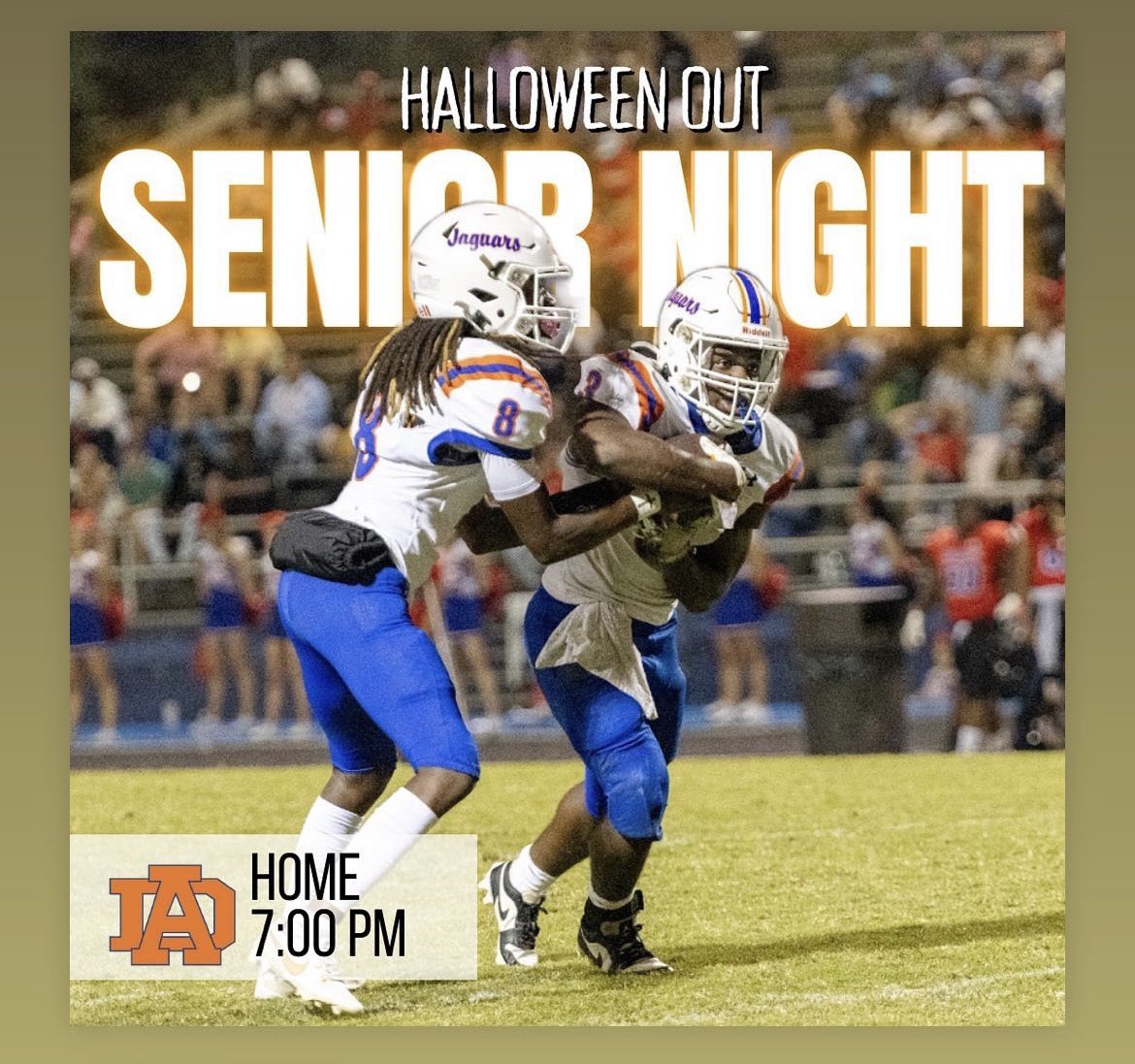 It’s Senior Night for <a href="/AthensDriveFB/">Athens Drive Football</a> as they take on Enloe at 7:00 PM. Senior Night activities start at 6:20 PM. Arrive early, show off your Halloween and cheer on the Jags with our awesome Cheer and Dance teams and the best Band in the area. Temps will be 65-68 degrees. #gojags