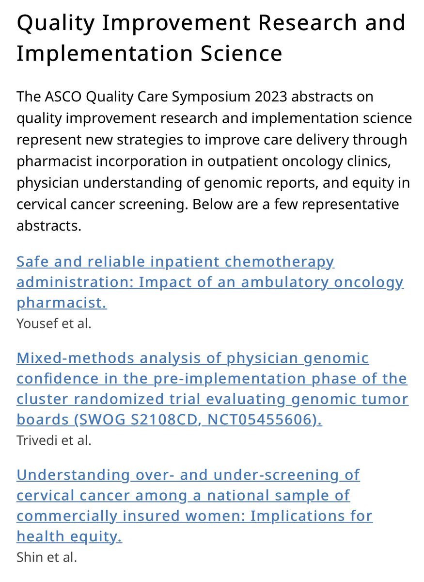 ASCO Quality Care Symposium 2023: Featured Abstracts. ascopubs.org/op/qcs-23-feat… @ASCO @JCO_ASCO @JCOOP_ASCO #ASCOQLTY23 #PallOnc #GeriOnc @CharlesJiangMD @DrRobinYabroff @anhbl9 @TheWonkologist