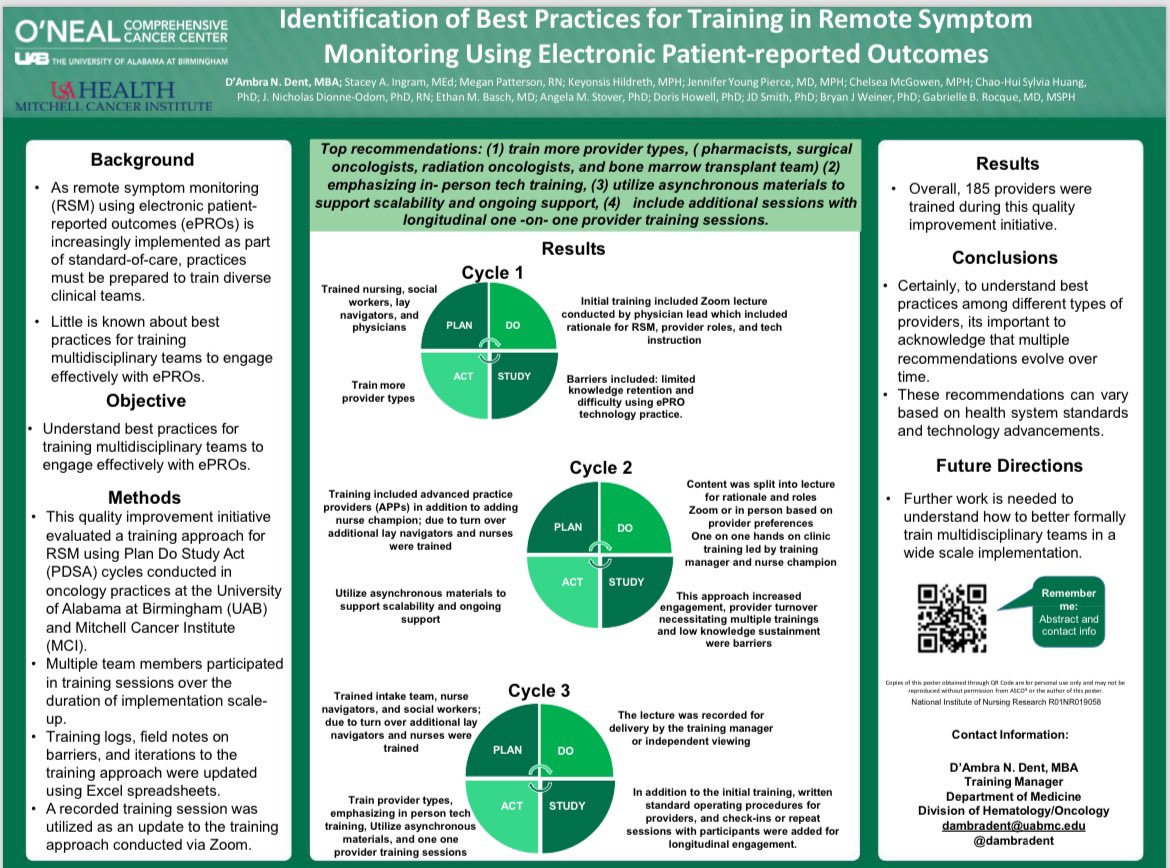 Come check out my poster on Identification of best practices for training in remote symptom monitoring #ASCOQLTY23 J23