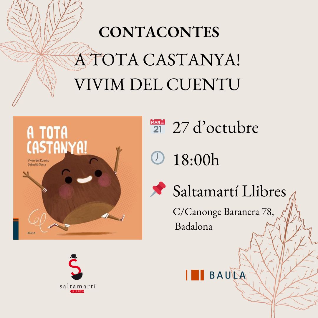 culturaBDN's tweet photo. 🌰 Ja fa olor a panellets i castanyes... Preparat' per la castanyada amb el contacontes ‘A tota castanya’ de @vivimdelcuentu i Sebastià Serra

📍 @Saltamartillibr, 18 h
👉 Més info a l'Agenda Cultural: https://t.co/YWznxvEgUG https://t.co/QjkhR30N6Z