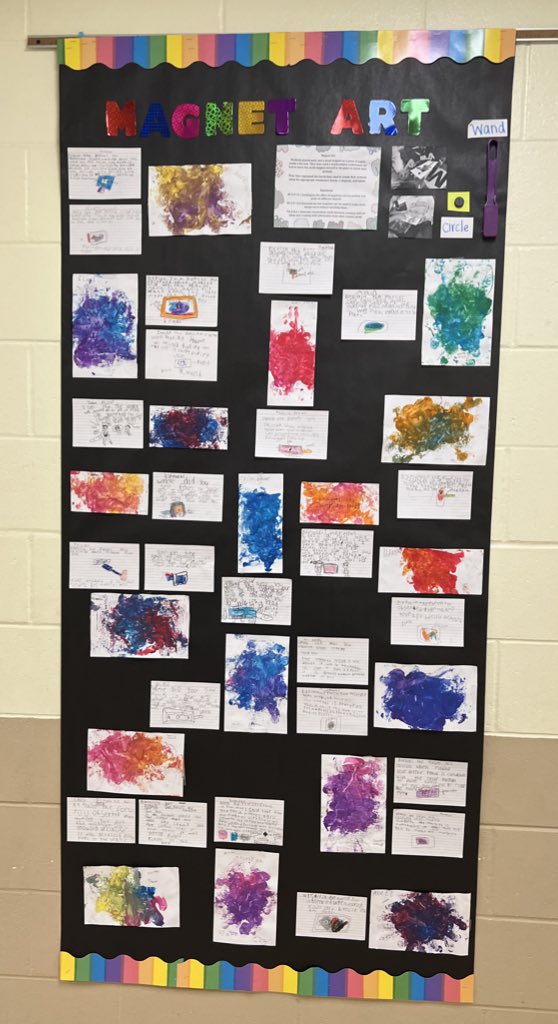 As a part of our visual arts magnet integration, we created magnet paintings! Students placed a small magnet &amp; paint inside a flat box, then used a wand magnet underneath to move the small magnet &amp; spread the paint. They were so proud of their artwork! <a href="/MullerMagnet/">Muller Elem. Magnet</a> <a href="/WeAreHAEST/">HAEST</a>