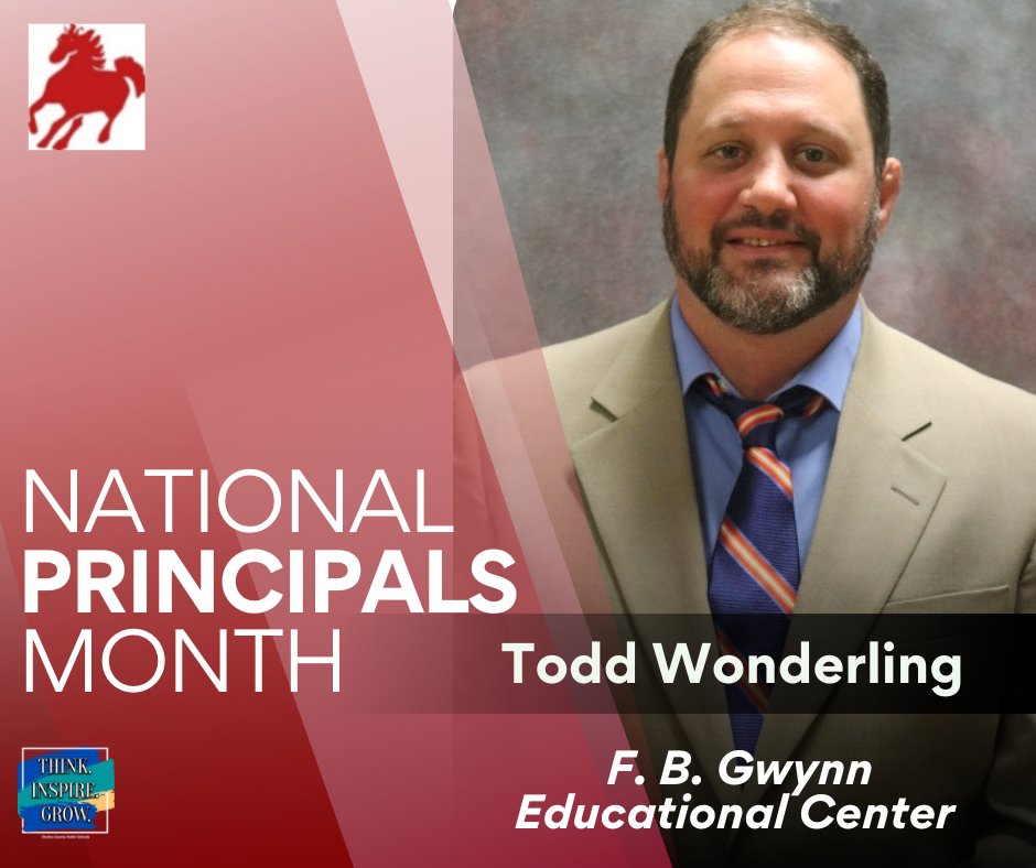 Happy #NationalPrincipalsMonth to Todd Wonderling, principal at F.B. Gwynn Educational Center. This month we will be highlighting each CCPS principal on our social media sites. Comment down below and show your appreciation to Principal Wonderling! #ThankAPrincipal