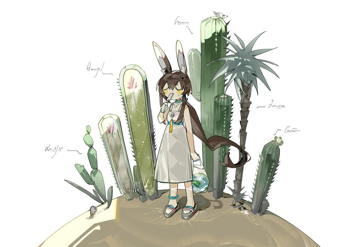 amiya (arknights) 1girl rabbit ears animal ears long hair solo dress brown hair  illustration images