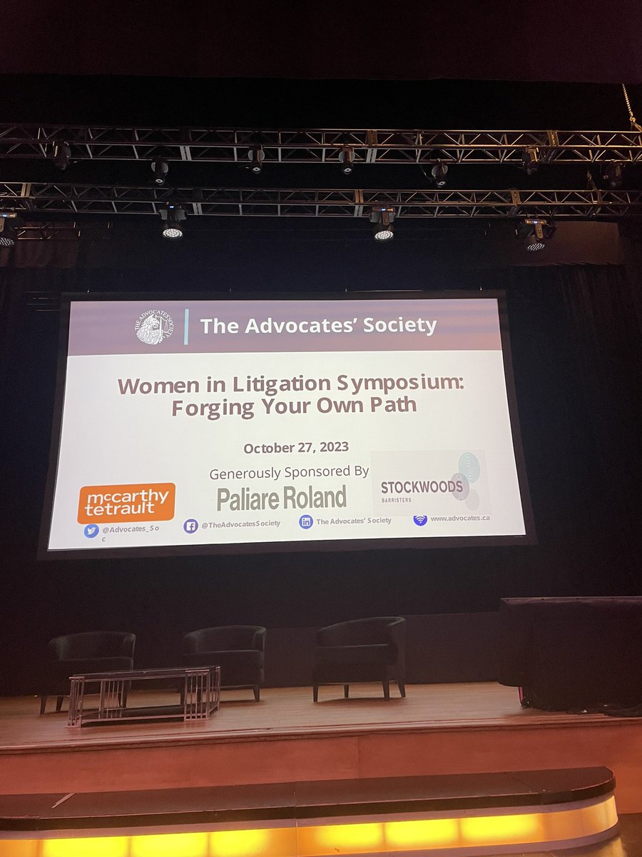 Almost time! <a href="/Advocates_Soc/">Advocates' Society</a> Women in Litigation 2023.