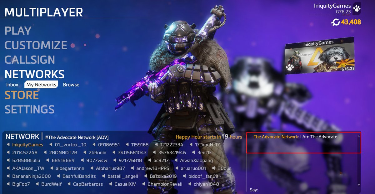 Iniqu1ty's tweet photo. The Advocate Network message was changed back.

Yes I know there's a lot of purple. https://t.co/GXE74AaHeE