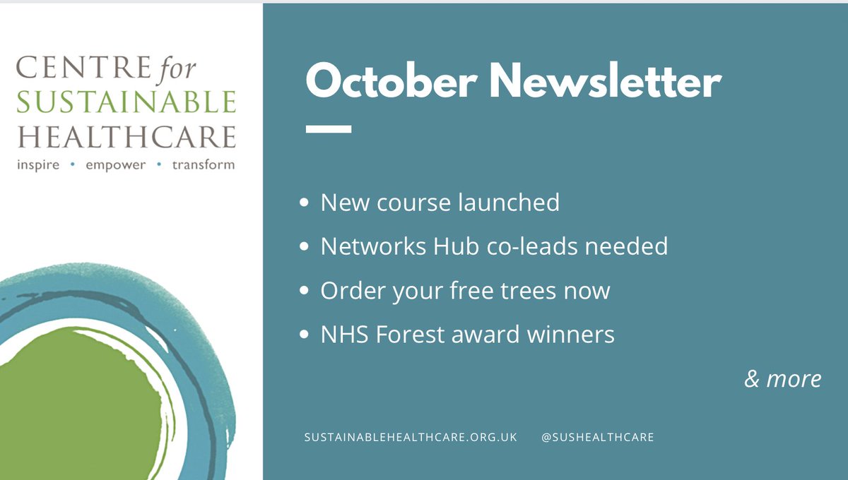 📢 Our October newsletter is out! Discover the most recent news, register for upcoming events and networking opportunities, and get in touch to help us establish a more #sustainablehealthcare system! CSH Newsletter 127 - October 2023 - mailchi.mp/sustainablehea…