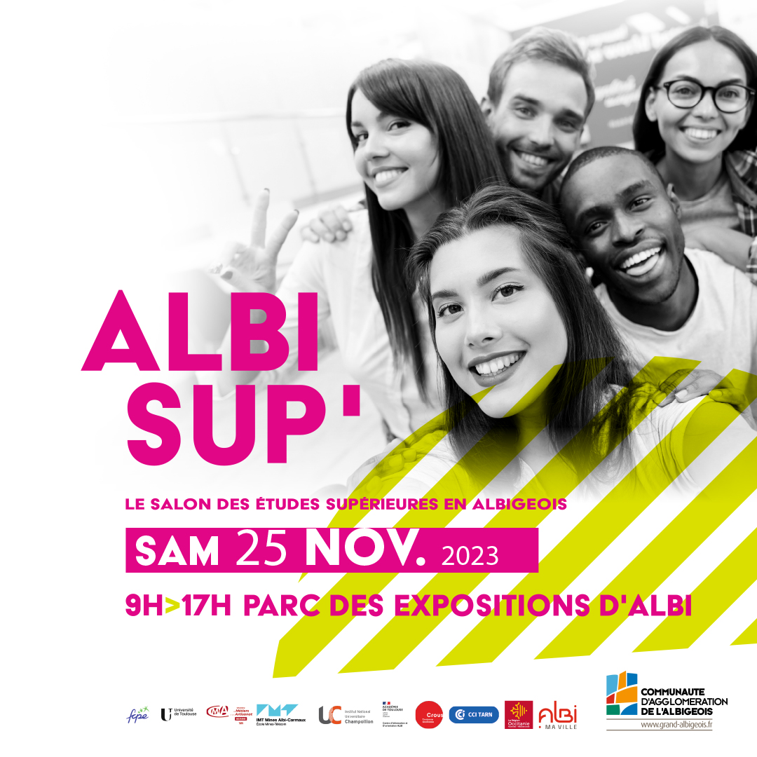#etudessuperieures 📢 Notez-bien la date ! Albi Sup’, le salon des études supérieures en #Albigeois, revient dans un mois : le samedi 25 novembre de 9h à 17h au parc des expos d'#Albi ! 
👉 Plus d'infos : bit.ly/AlbiSup2023