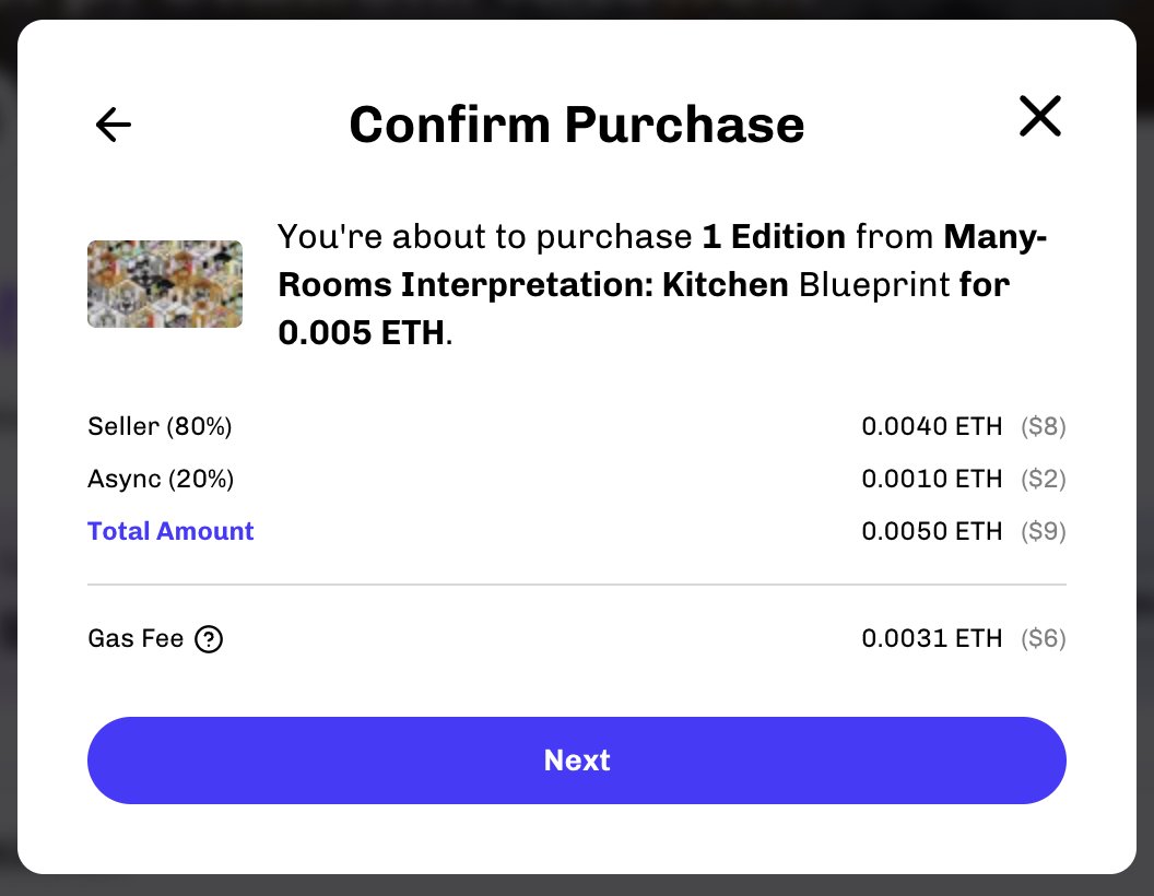 CryptoMiwa's tweet image. I haven't minted own NFT from @AsyncArt . But I really like our Many-Rooms Interpretation: Kitchen project with @InspectorSpace3 . Let's mint one.
It's only around $9 (right now) and Gas would be $6...
It would be better chance to mint on the weekend👻
async.market/blueprints/640…