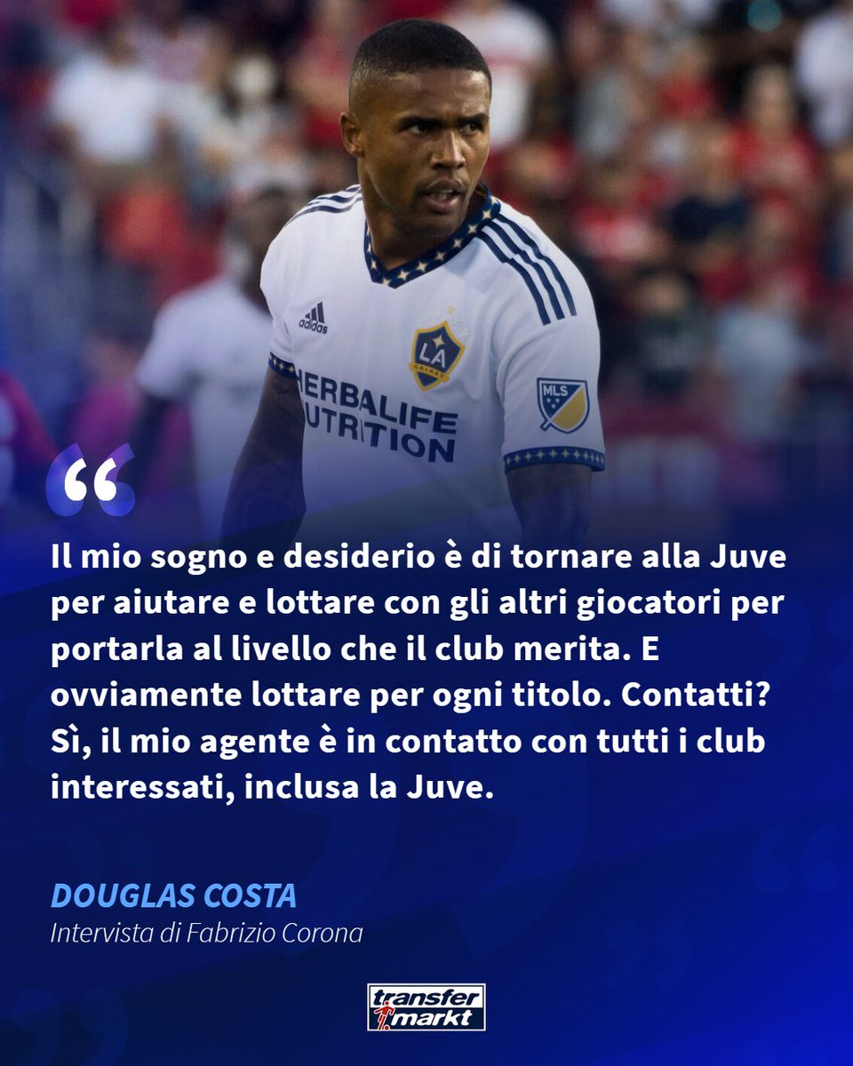 TMit_news's tweet photo. Tornare alla Juve 🔙? Perché no. Douglas Costa apre alla possibilità di vestirsi nuovamente di bianconero 🎽⚪⚫per essere, ipse dixit, uno dei soldati di Allegri. Soluzione buona o rientro che non vi scalda 🤔?

#TMquote #TMmercato #TMopinion #mercato https://t.co/9UU9ofbzpp