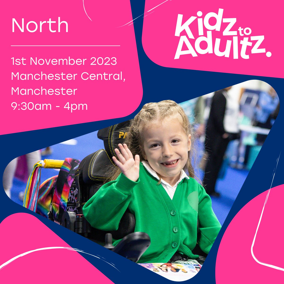 Adapt & Live (@adaptandlive) on Twitter photo 🎉 <a href="/kidztoadultz/">Kidz to Adultz Exhibitions</a> is coming back to Manchester!
The exhibition is dedicated to children & young adults with disabilities & additional needs, & the people who support them.
Wednesday 1st November, Manchester Central, 9.30am-4pm.
Register for free now: bit.ly/KidztoAdultzNo… 🎉 <a href="/kidztoadultz/">Kidz to Adultz Exhibitions</a> is coming back to Manchester!
The exhibition is dedicated to children & young adults with disabilities & additional needs, & the people who support them.
Wednesday 1st November, Manchester Central, 9.30am-4pm.
Register for free now: bit.ly/KidztoAdultzNo…