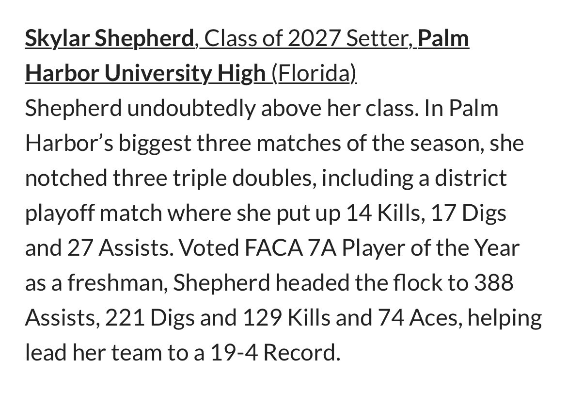 Skylar Shepherd (@skylarshepherdd) on Twitter photo Thank you for including me in this write up <a href="/PrepVolleyball/">PrepVolleyball.com</a> ‼️‼️
<a href="/Biggamebobby/">Bob Putnam</a> <a href="/coachmoonvball/">Jamie Moon 🏐</a> <a href="/CoachDanOKeefe/">Dan O'Keefe</a> <a href="/fishercoach/">Dan Fisher</a> <a href="/CoachBotsford/">Matthew Botsford</a> <a href="/AuburnVBCoach/">Brent Crouch</a> <a href="/DaveShondell/">Dave Shondell</a> @uclavbjenmalcom Thank you for including me in this write up <a href="/PrepVolleyball/">PrepVolleyball.com</a> ‼️‼️
<a href="/Biggamebobby/">Bob Putnam</a> <a href="/coachmoonvball/">Jamie Moon 🏐</a> <a href="/CoachDanOKeefe/">Dan O'Keefe</a> <a href="/fishercoach/">Dan Fisher</a> <a href="/CoachBotsford/">Matthew Botsford</a> <a href="/AuburnVBCoach/">Brent Crouch</a> <a href="/DaveShondell/">Dave Shondell</a> @uclavbjenmalcom