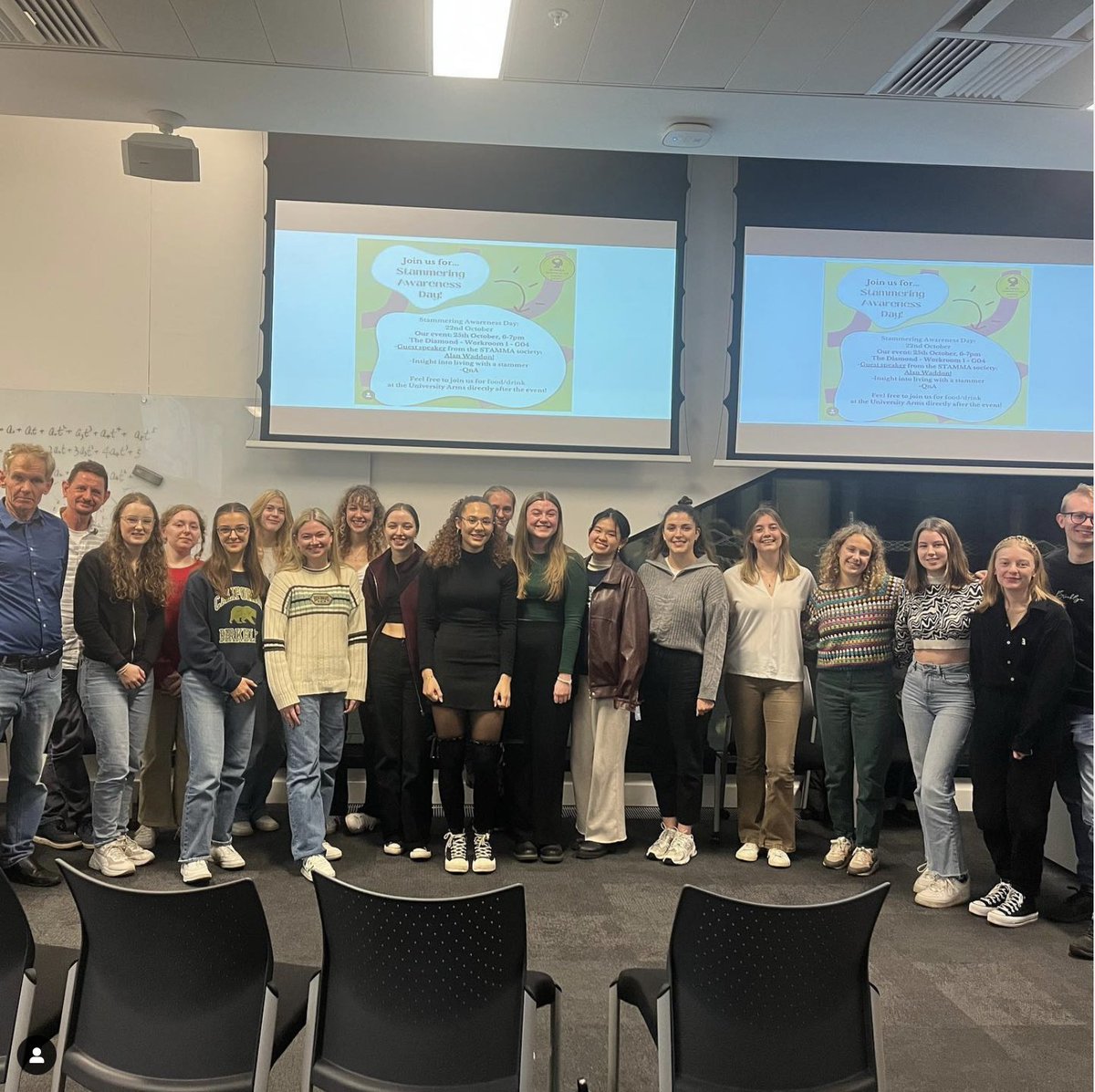 UosHCSsoc's tweet photo. Alex Waddon and Andy from the STAMMA society gave us a brilliant insight into what it’s like living with a stammer, some common misconceptions about stammering, and the importance of raising awareness about it to our friends and family. Thank you to everyone who joined us!! 🗣️🌟 https://t.co/GDxNCeeJl3