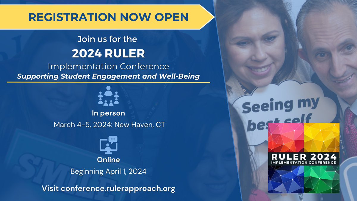 Network with fellow RULER champions, hear from expert practitioners, and learn tips on enhancing RULER in your school or district at the 2024 RULER Implementation Conference. Select from either an in-person or virtual conference offering. @MarcBrackett conference.rulerapproach.org