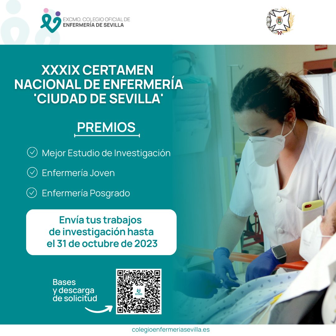 ➡️El ECOES mantendrá abierto el plazo de recepción de trabajos de investigación para el ‘XXXIX Certamen Nacional de Enfermería Ciudad de Sevilla’ hasta el próximo 31 de octubre

🔎 Más información: colegioenfermeriasevilla.es/?post_type=new…