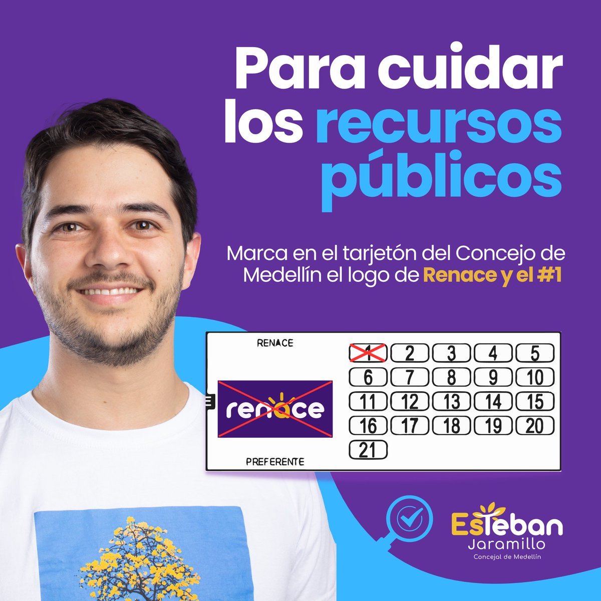 Para darle valor a lo público yo voto Renace ☀️1️⃣ al Concejo de Medellín. <a href="/Estebanjararuiz/">Esteban Jaramillo Ruiz</a>