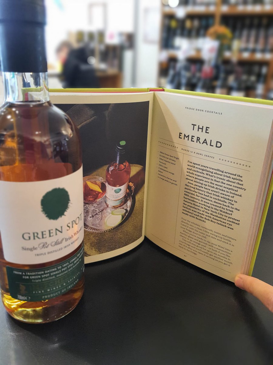 Loving all The Cocktails in @OisinTweets fantastic New Book -Irish Kitchen Cocktails. Particularly like 'The Emerald' featuring our Own Green Spot 🍸👍Price €17.95. Available in our Shops in Glathule & Chq @chqdublin @DubCham @DLRCO_Chamber @IrishBeverages @9beanrowsbooks