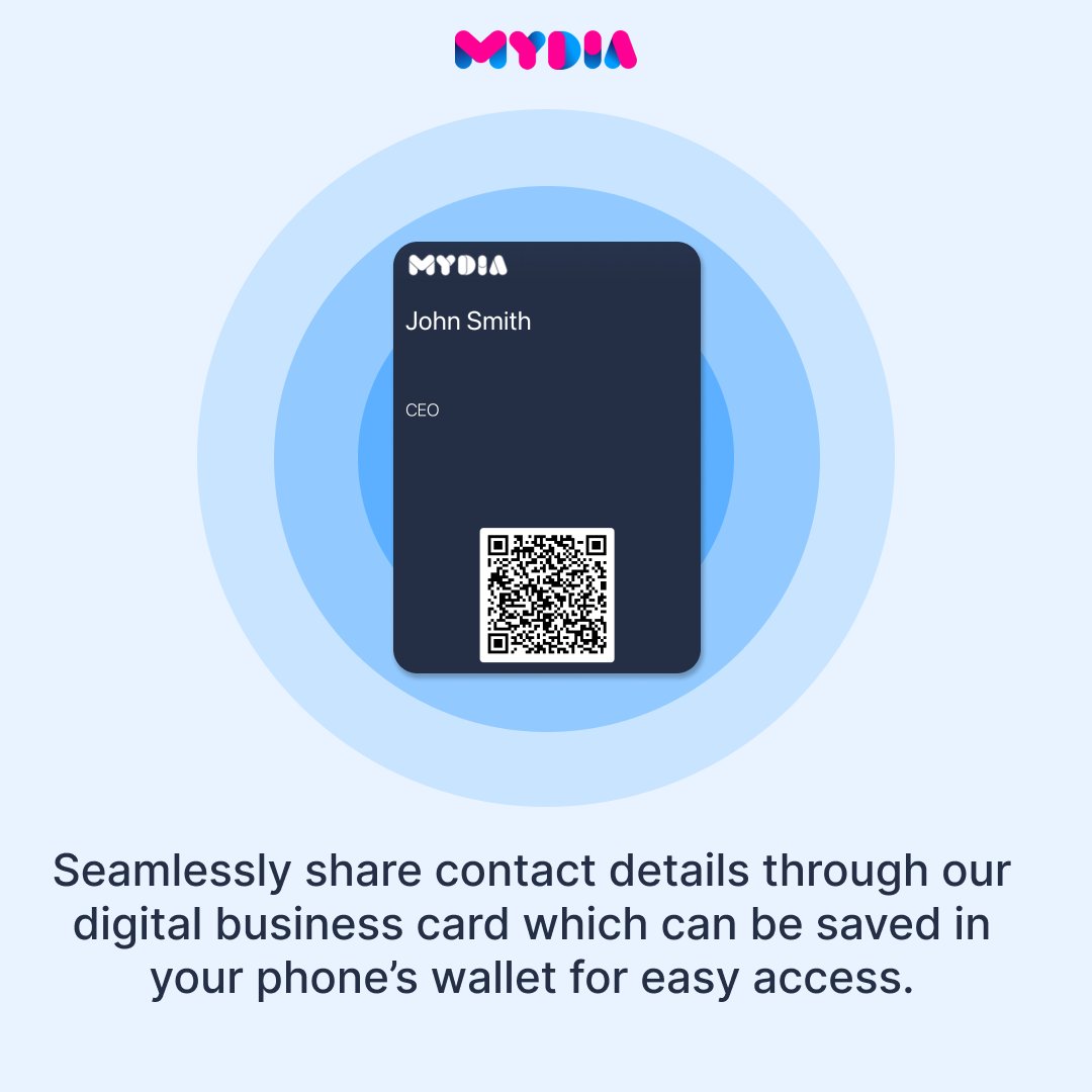 mydia_ai's tweet image. Seamlessly share contact details through our digital business card which can be saved in your phone’s wallet for easy access.

Learn more: mydia.ai

#digitalcard #digitalbusinesscard #smartqrcode #mydiaai