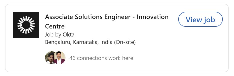 the_dream_saver's tweet photo. ๐ Fancy being an Oktanaut? ๐
My team at @Okta ๐ฎ๐ณ is hiring for a Solutions Engineer!
Lmk if you have any queries regarding the role or need a referral.
P.S. - Repost/Tag your network for visibility.
#Hiring #NewJob #TechJobs #Auth0 #TeamOkta #SolutionsEngineering https://t.co/FUk9jitw9N
